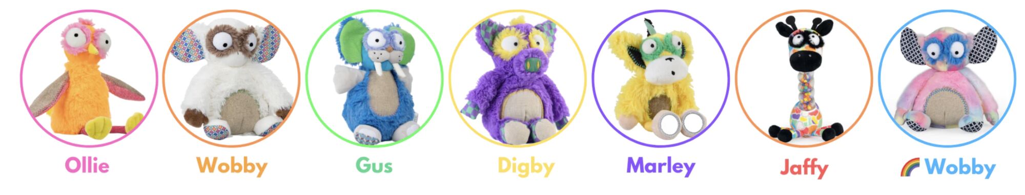 colorful plush toy characters